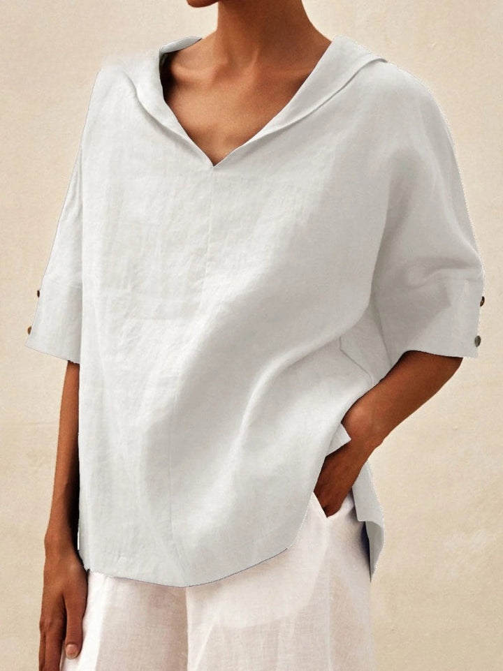 Briarrose - Women's Casual V-Neck Linen Shirt