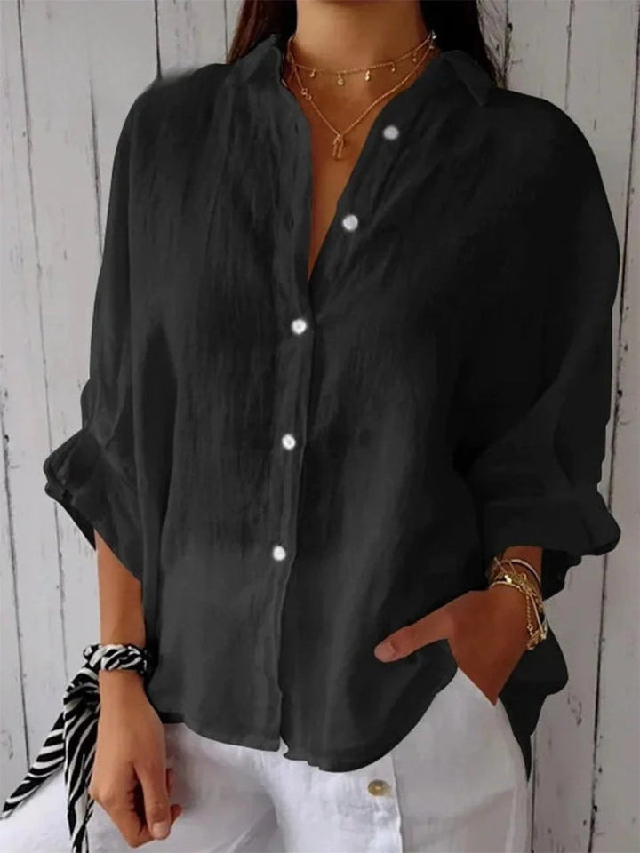 Aeloria - Loose Cotton Linen Shirt with Tie