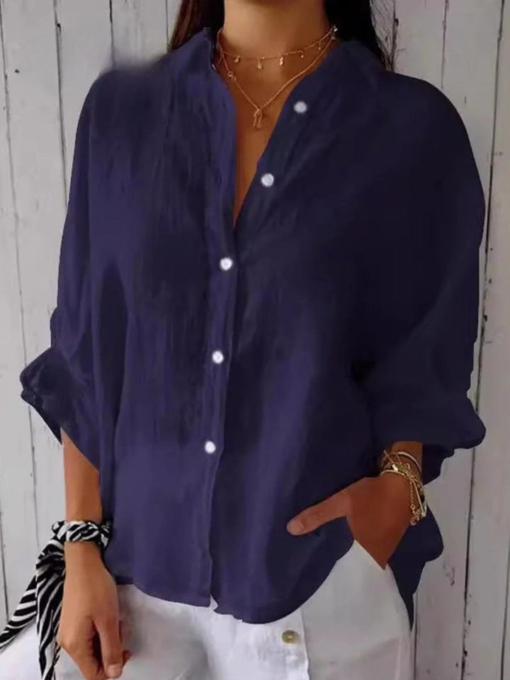 Aeloria - Loose Cotton Linen Shirt with Tie