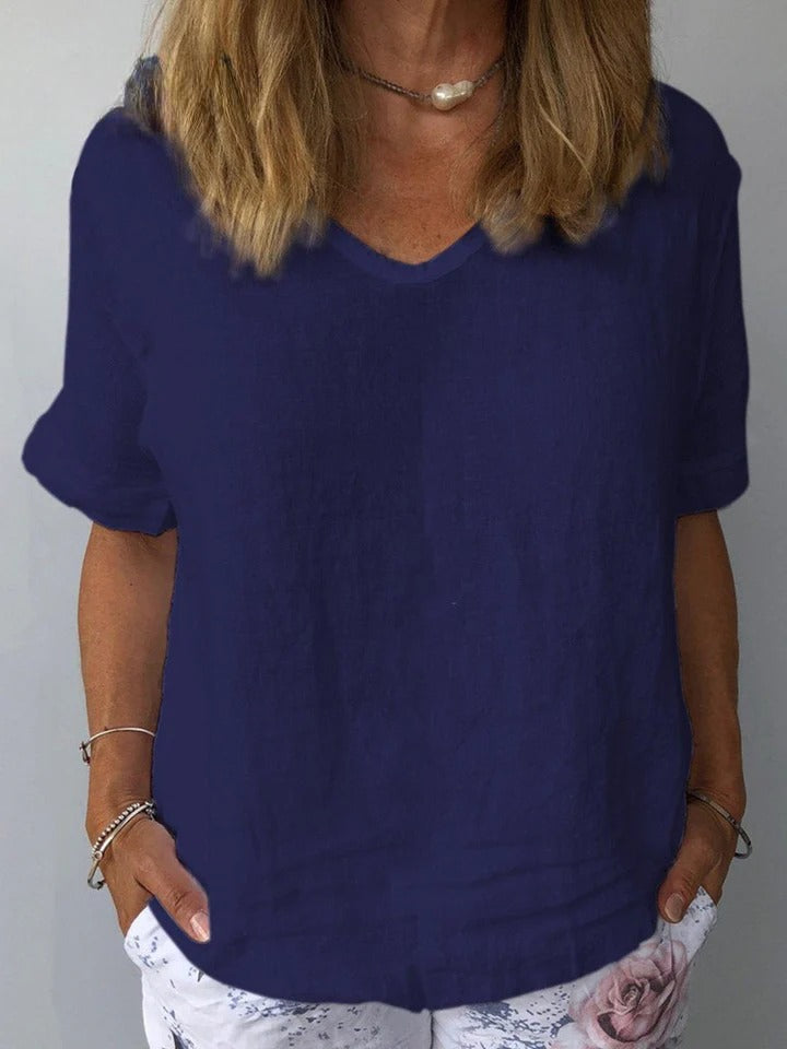 Illyria - Comfortable Cotton and Linen Blouse for Everyday Wear