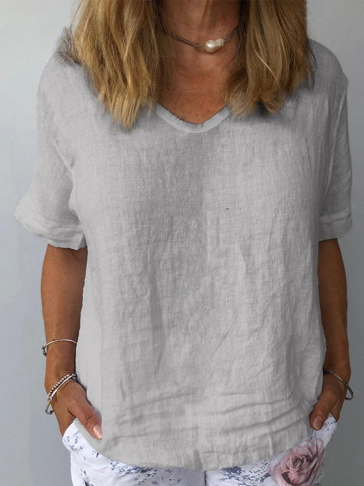 Illyria - Comfortable Cotton and Linen Blouse for Everyday Wear