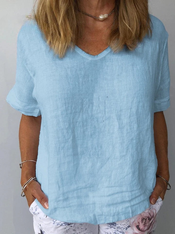Illyria - Comfortable Cotton and Linen Blouse for Everyday Wear