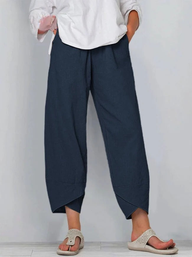 Bryndis - Summer Cotton and Linen Wide Leg Trousers