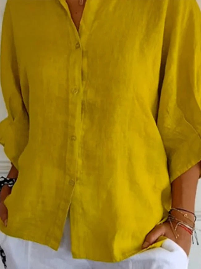 Aeloria - Loose Cotton Linen Shirt with Tie