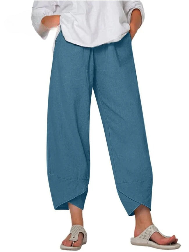 Bryndis - Summer Cotton and Linen Wide Leg Trousers