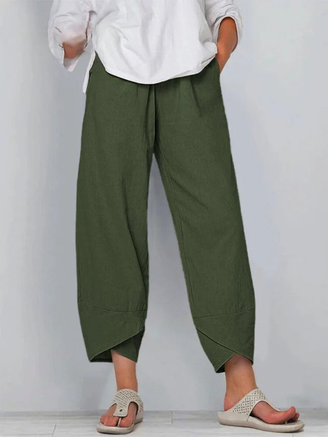 Bryndis - Summer Cotton and Linen Wide Leg Trousers