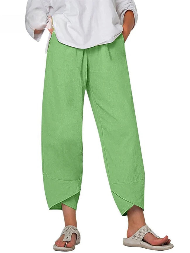 Bryndis - Summer Cotton and Linen Wide Leg Trousers