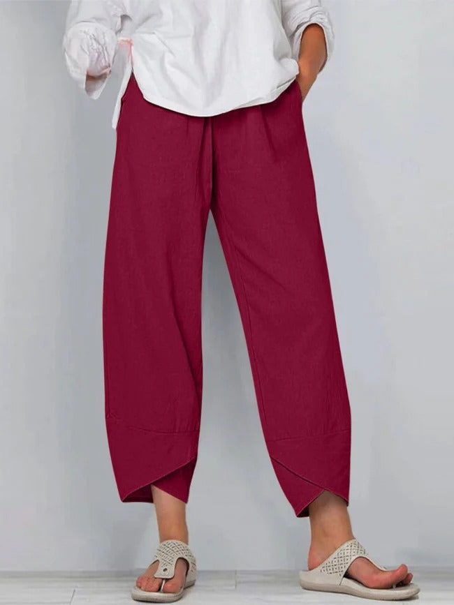 Bryndis - Summer Cotton and Linen Wide Leg Trousers