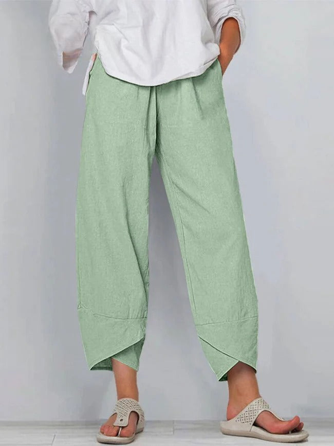 Bryndis - Summer Cotton and Linen Wide Leg Trousers