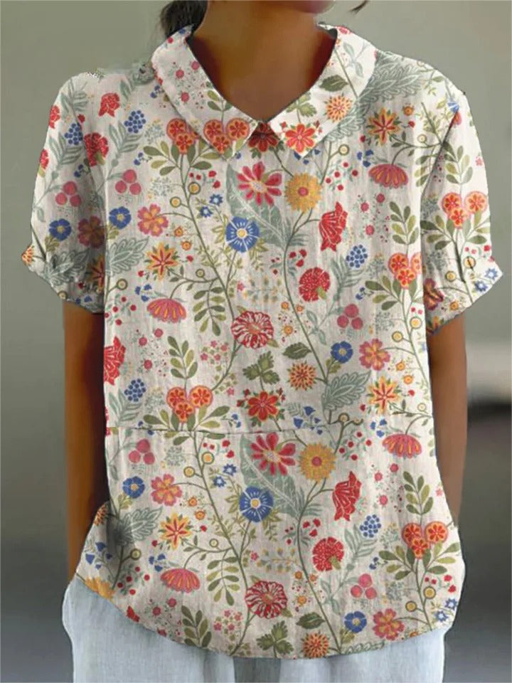 Uvella - Floral Pastoral Cotton and Linen Shirt