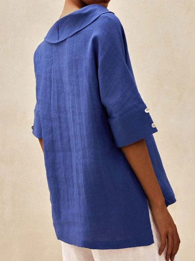 Briarrose - Women's Casual V-Neck Linen Shirt