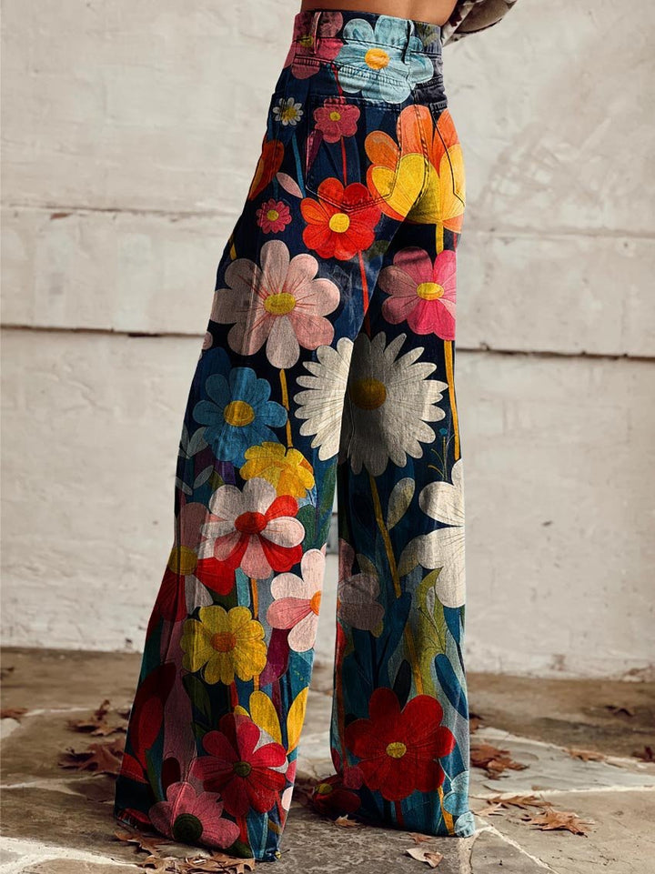 LÉNA | Elegant and modern floral wide-leg pants
