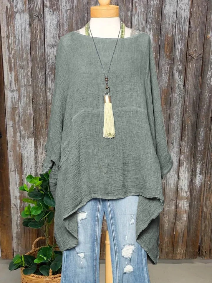 Aleria - Comfortable, loose-fitting women's blouse with pockets