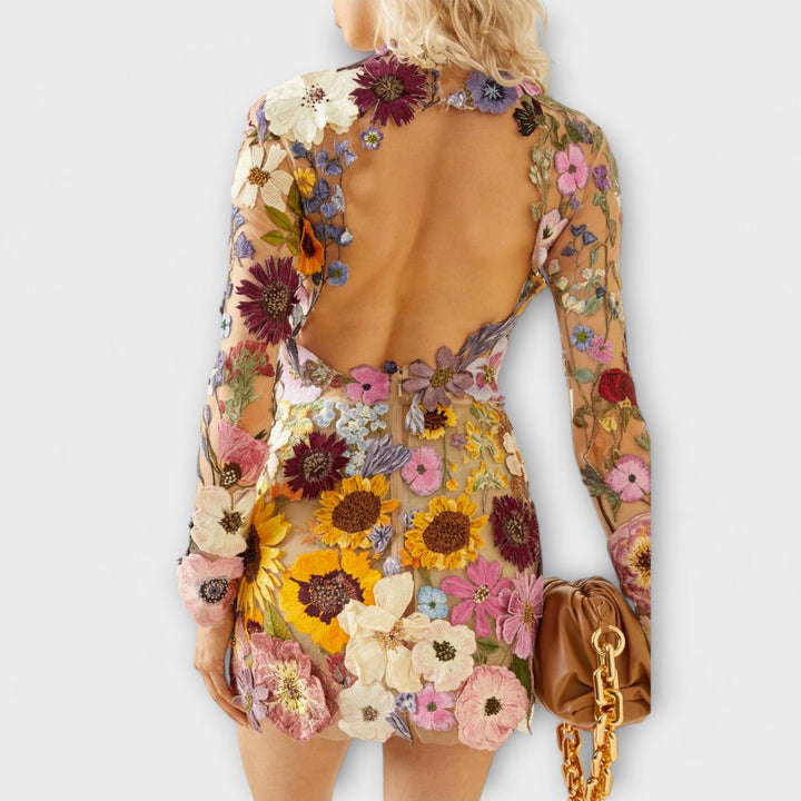 Dolores - 3D Floral Pattern Dress