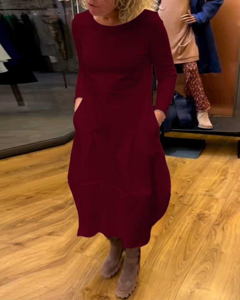 Clara - Autumn Midi Dress with Pockets