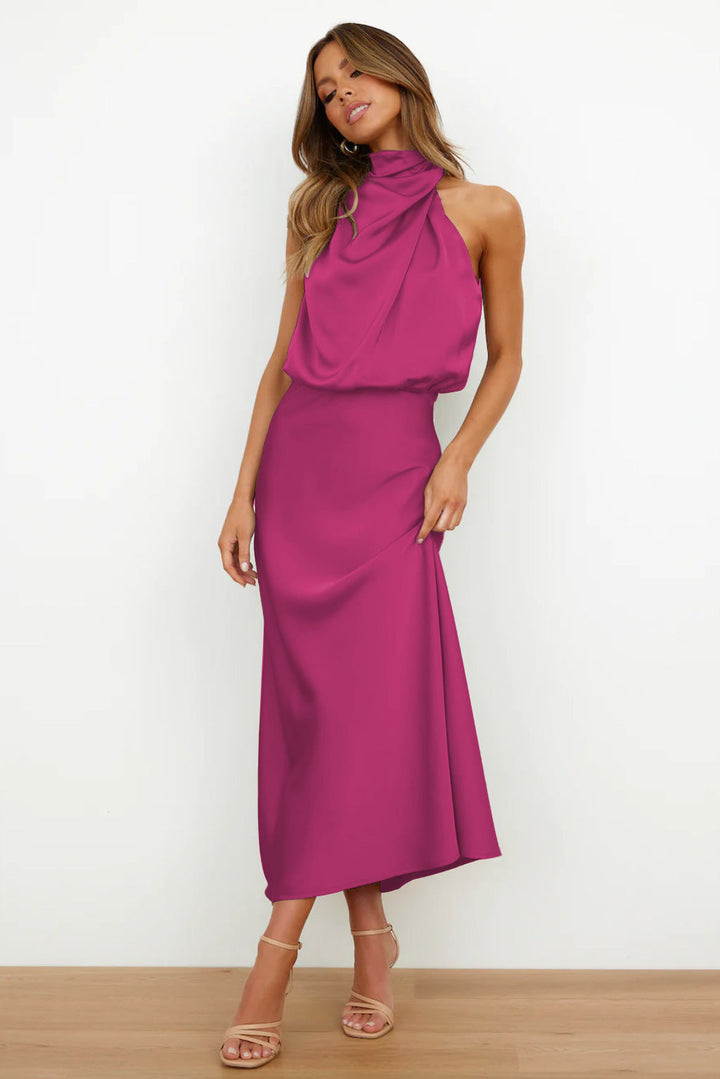 Carlina | Long Silk Dress with Halter Neckline