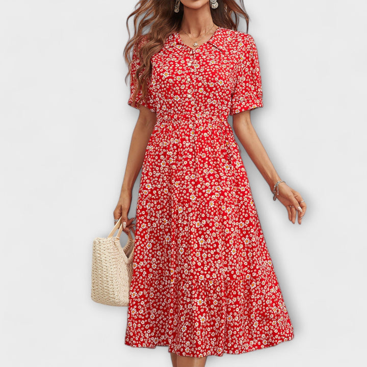 Amelia – Round Neckline Floral Print Dress