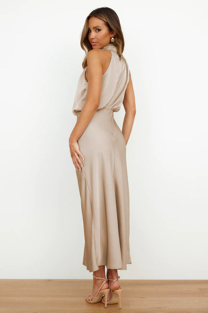 Carlina | Long Silk Dress with Halter Neckline
