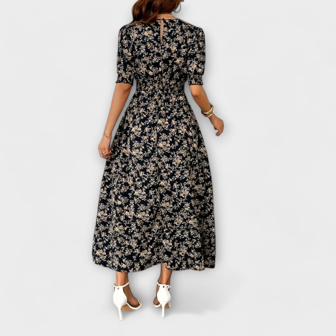 Amelia – Round Neckline Floral Print Dress