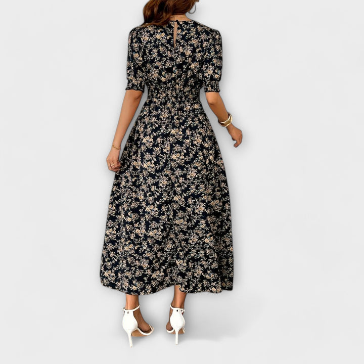 Amelia – Round Neckline Floral Print Dress