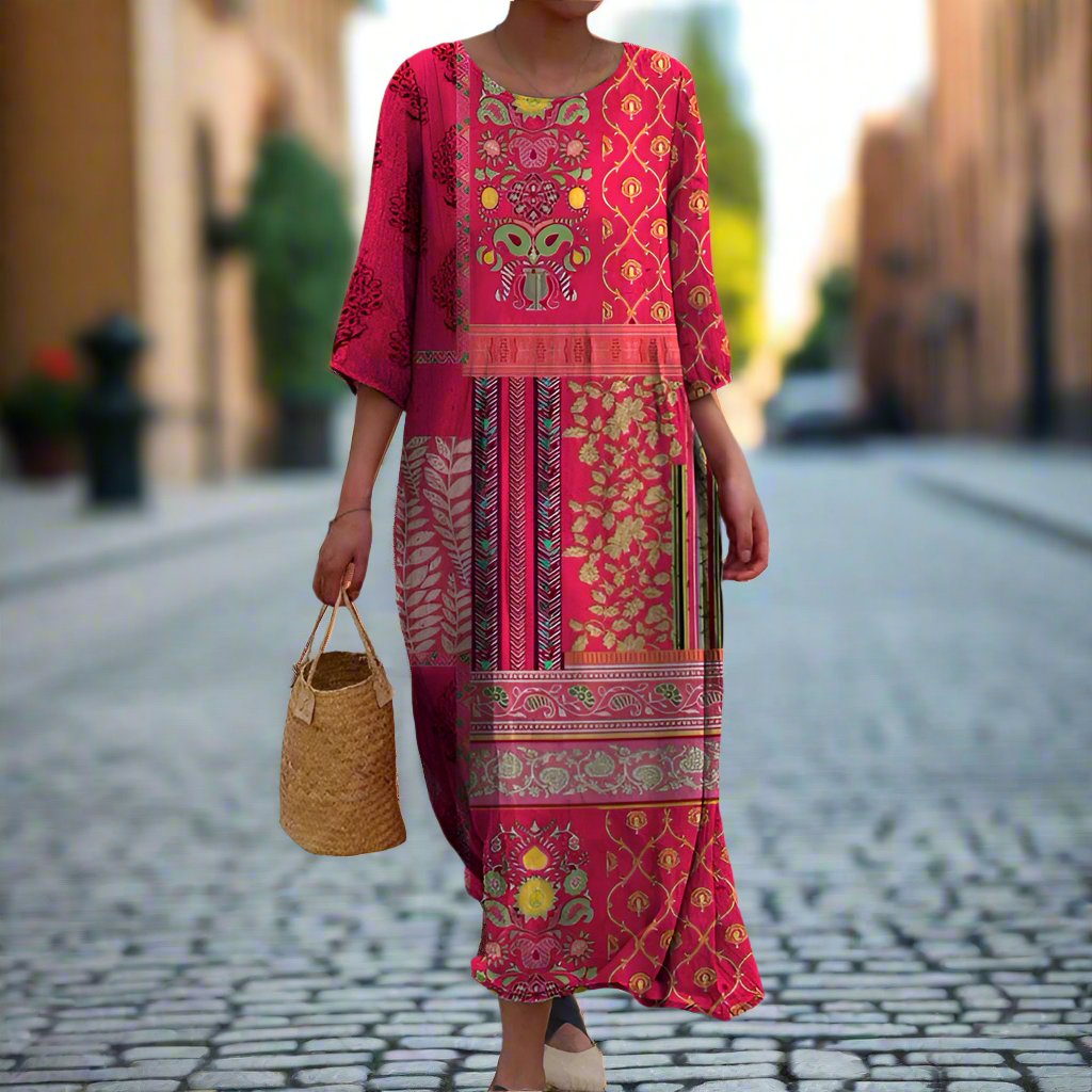 Lauren - Loose Fit Boho Maxi Dress 
