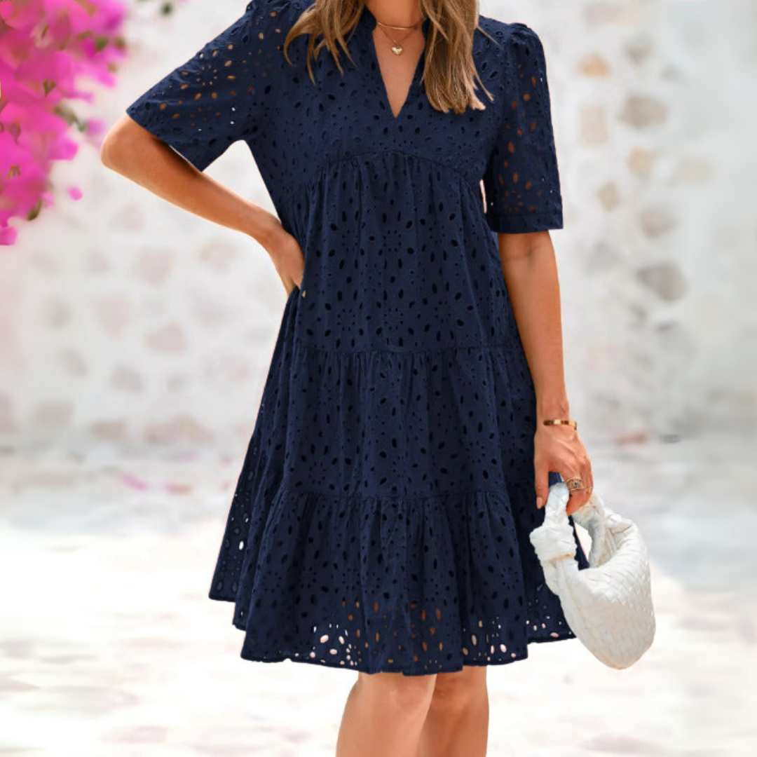 Mia - Elegant Lace Ruffle Dress 