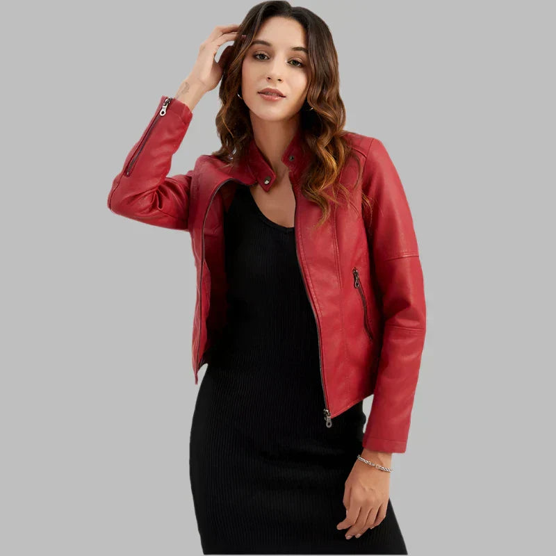 Bellini | Plain minimalist leather jacket
