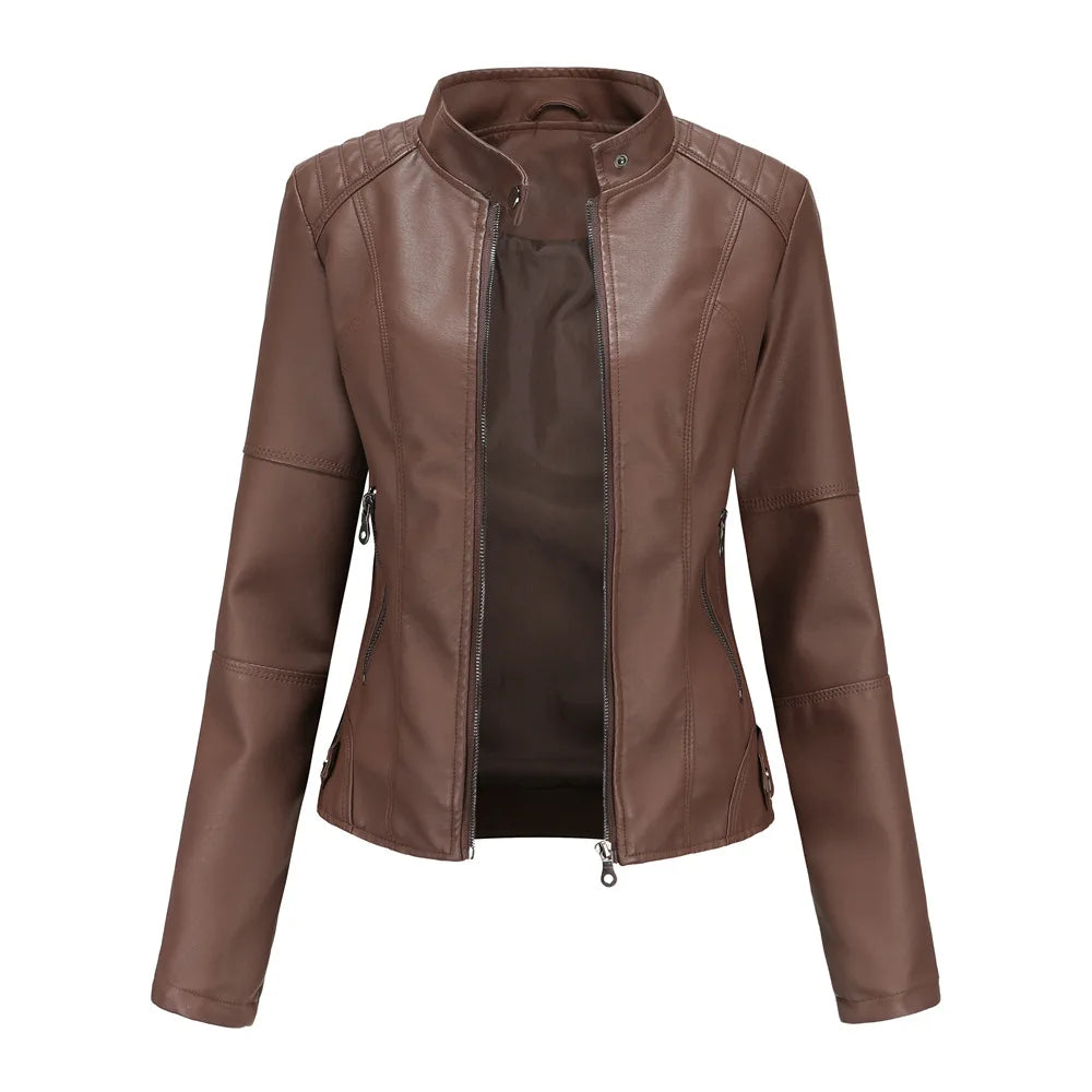 Bellini | Plain minimalist leather jacket