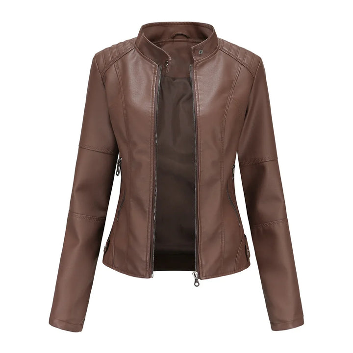 Bellini | Plain minimalist leather jacket