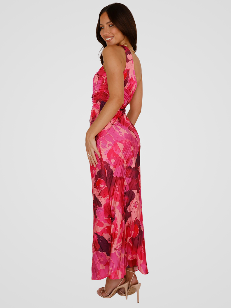 AURORA ONE SHOULDER PLISSEE DRESS
