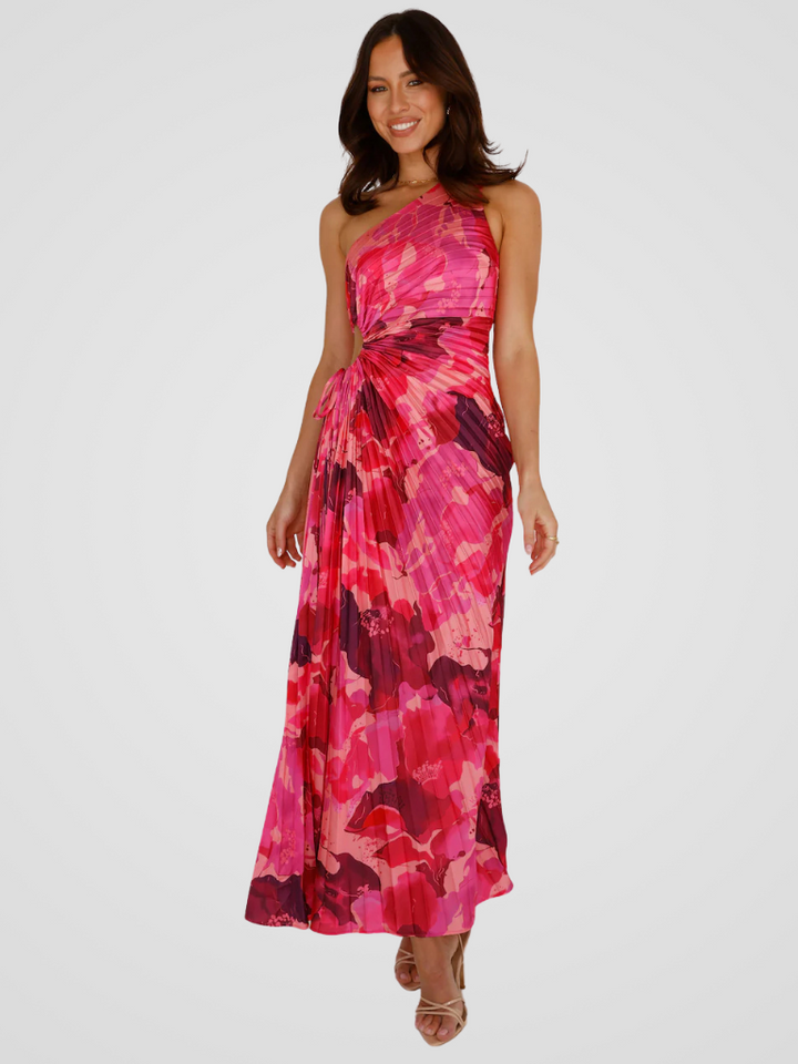 AURORA ONE SHOULDER PLISSEE DRESS