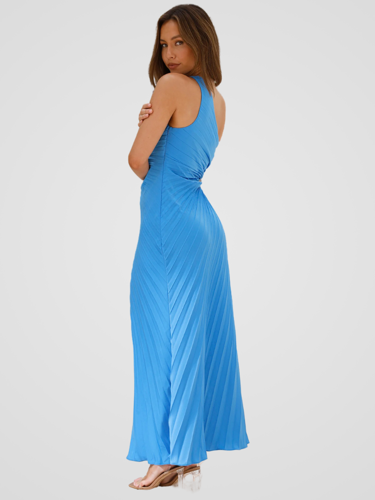 AURORA ONE SHOULDER PLISSEE DRESS