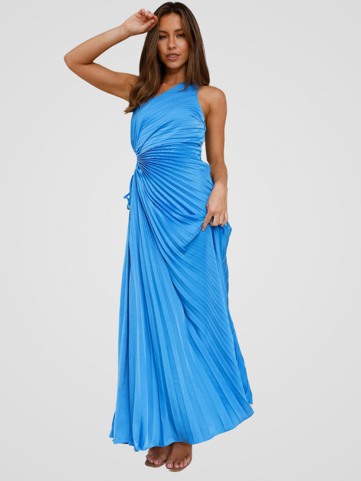 AURORA ONE SHOULDER PLISSEE DRESS