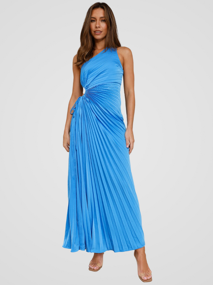 AURORA ONE SHOULDER PLISSEE DRESS