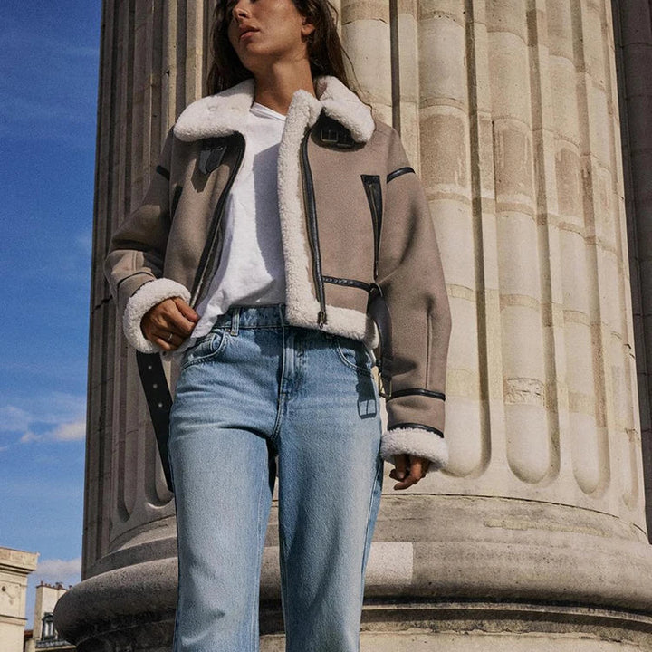Bellini | Versatile khaki leather jacket