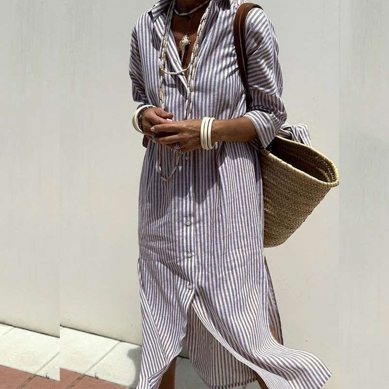 Genova – Striped Shirt Dress 
